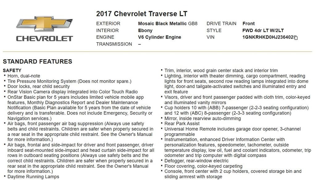 Used 2017 Chevrolet Traverse LT FWD image 21
