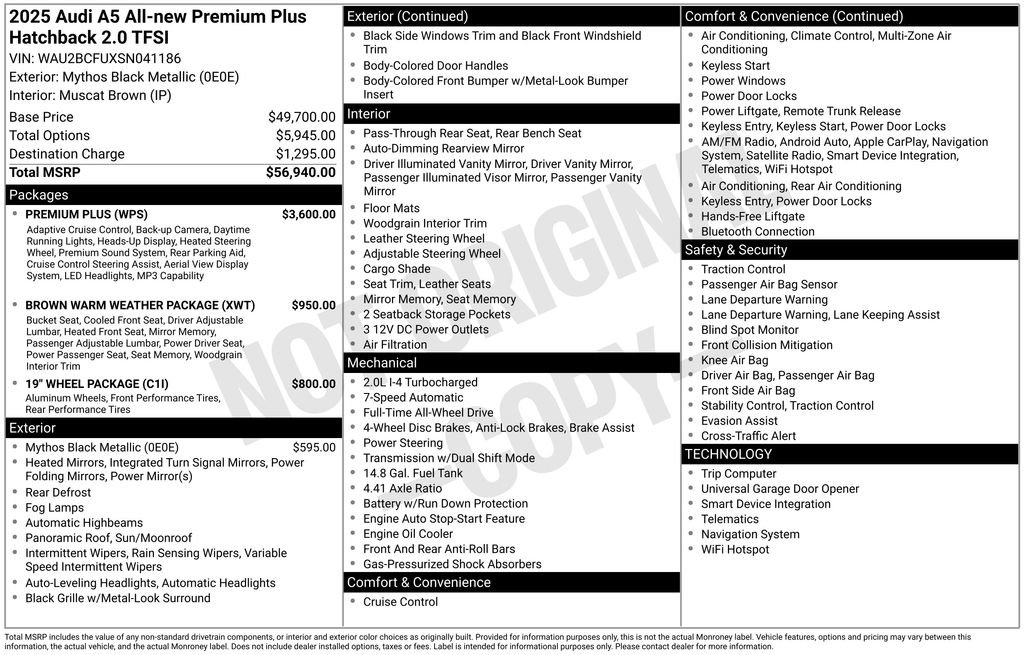 Used 2025 Audi A5 2.0T Premium Plus w/ Premium Plus image 54
