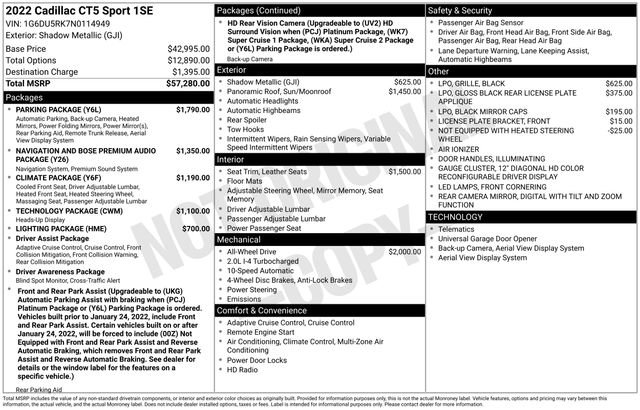 Used 2022 Cadillac CT5 Sport w/ Parking Package image 9