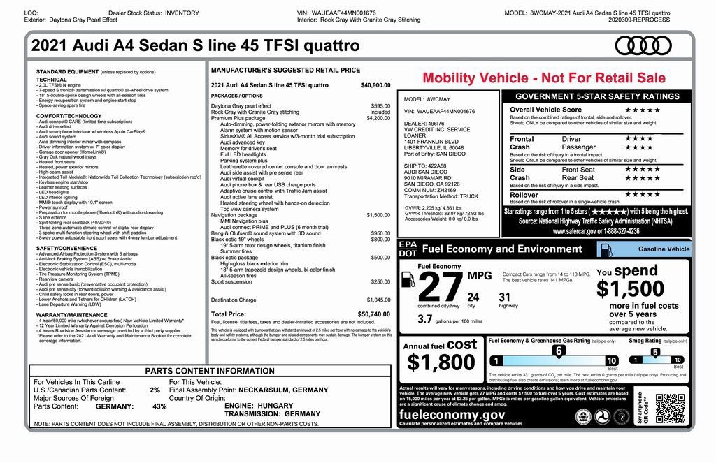 Used 2021 Audi A4 2.0T Premium Plus w/ Premium Plus Package image 4