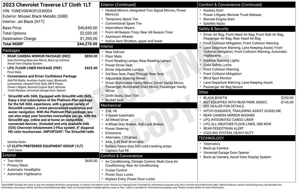 Used 2023 Chevrolet Traverse LT w/ Rear Camera Mirror Package image 6