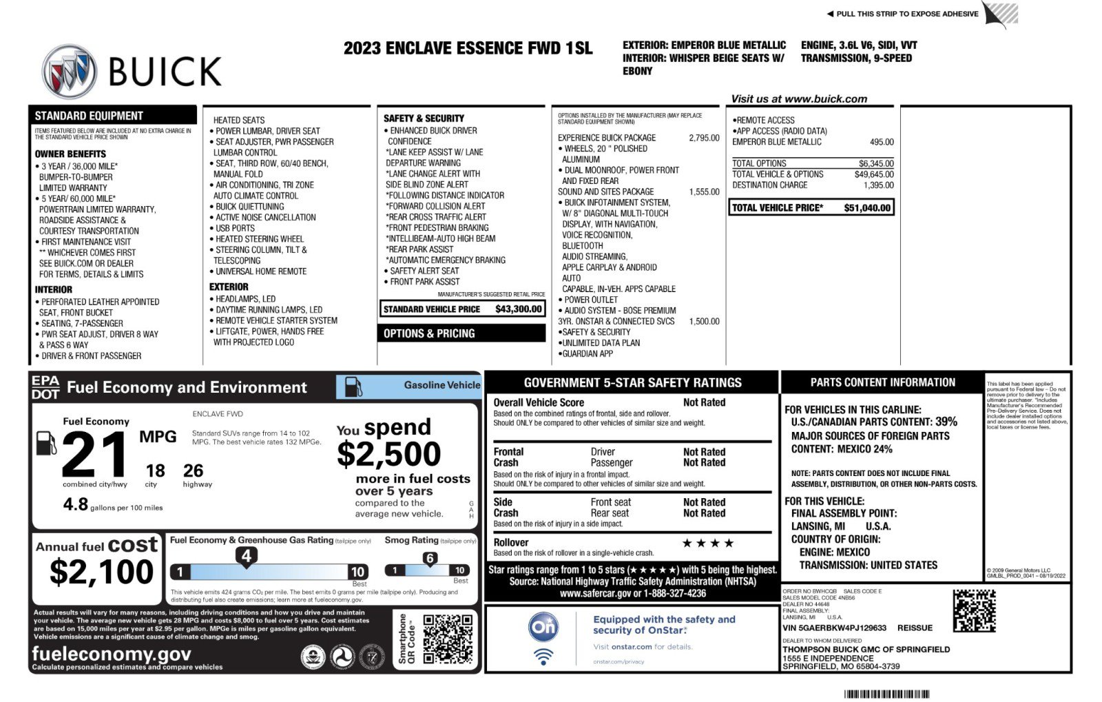 Used 2023 Buick Enclave Essence w/ Experience Buick Package FWD image 53