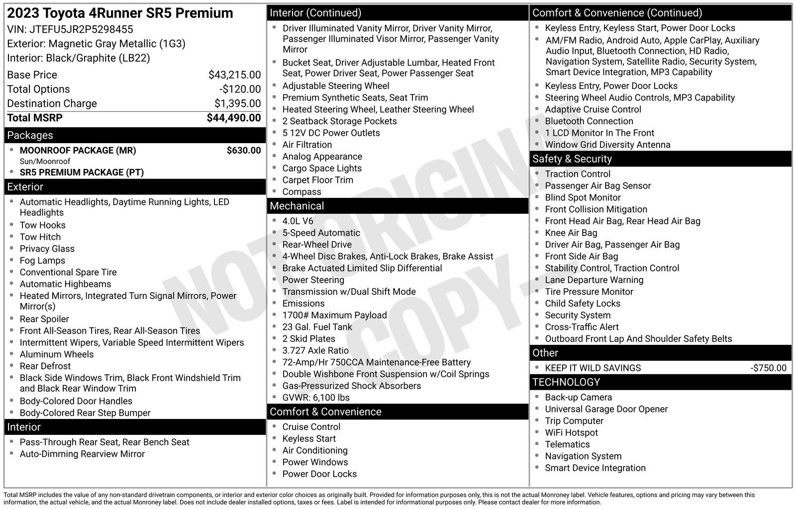Used 2023 Toyota 4Runner SR5 Premium w/ Moonroof Package RWD image 47