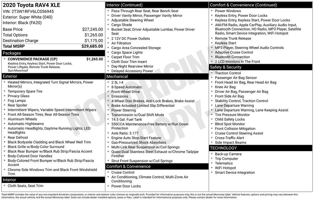 Used 2020 Toyota RAV4 XLE w/ Convenience Package image 36