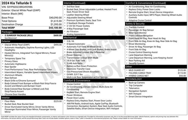 Used 2024 Kia Telluride S w/ S Sunroof Package image 19