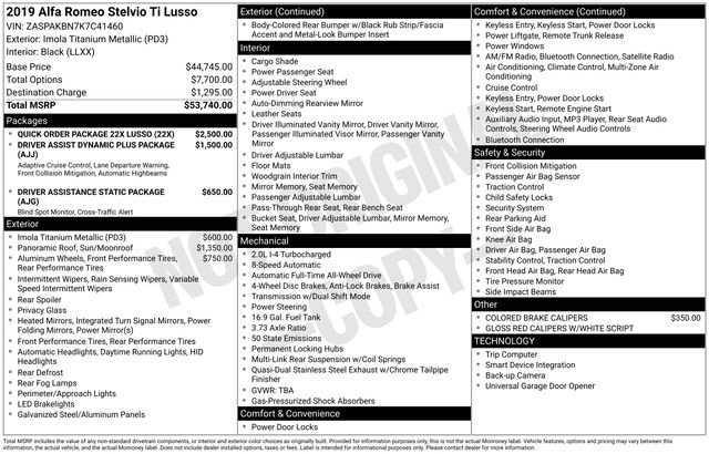 Used 2019 Alfa Romeo Stelvio Ti Lusso w/ Quick Order Package 22X Lusso image 2