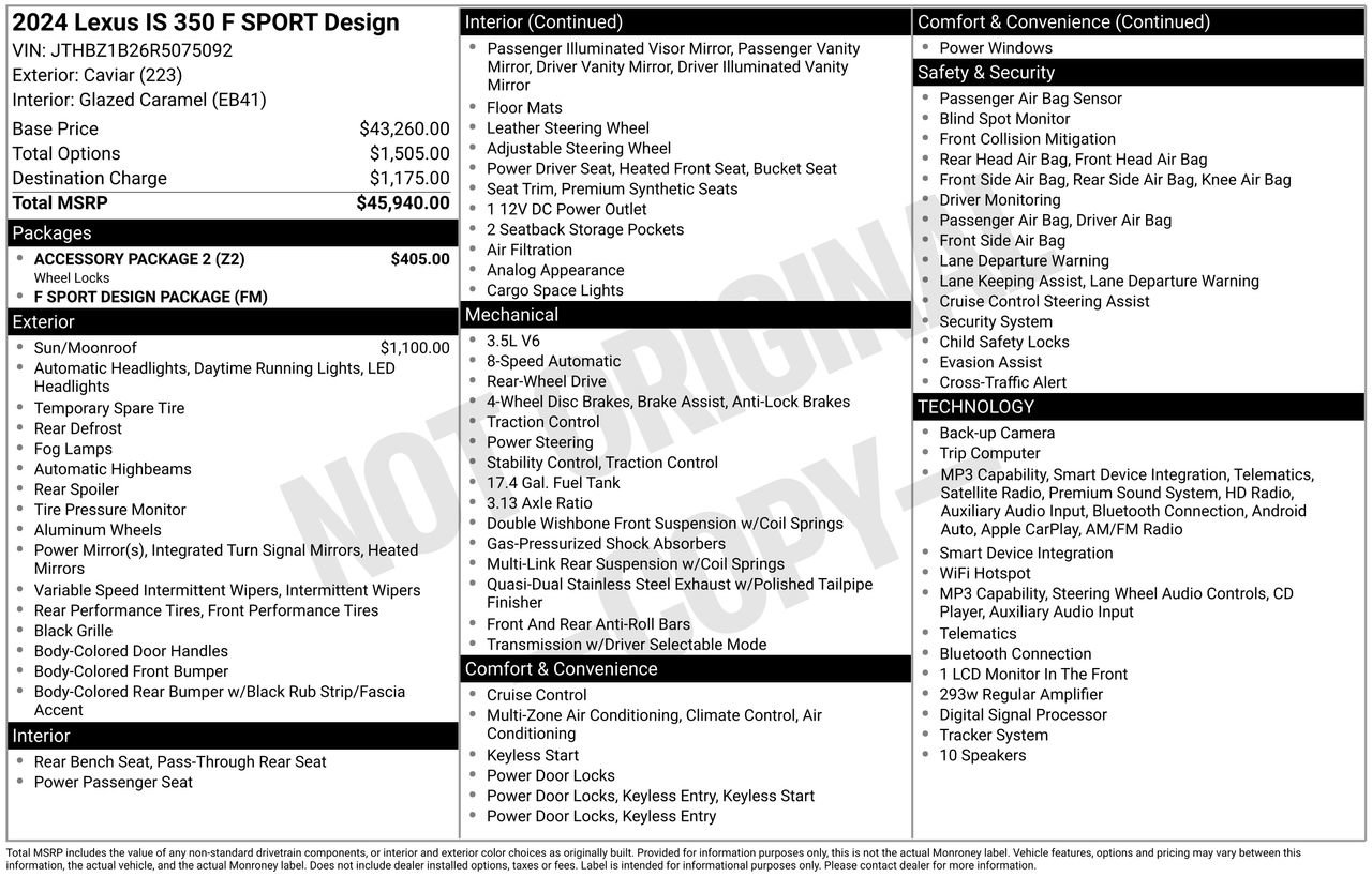 Used 2024 Lexus IS 350 F Sport w/ Accessory Package 2 RWD image 5