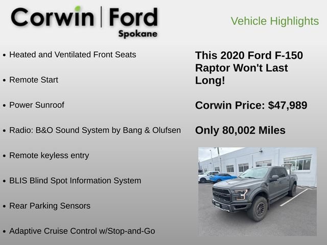 Used 2020 Ford F150 Raptor w/ Equipment Group 802A Luxury AWD/4WD image 6