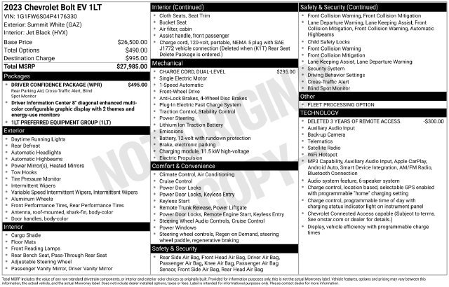 Used 2023 Chevrolet Bolt LT w/ Driver Confidence Package FWD image 33