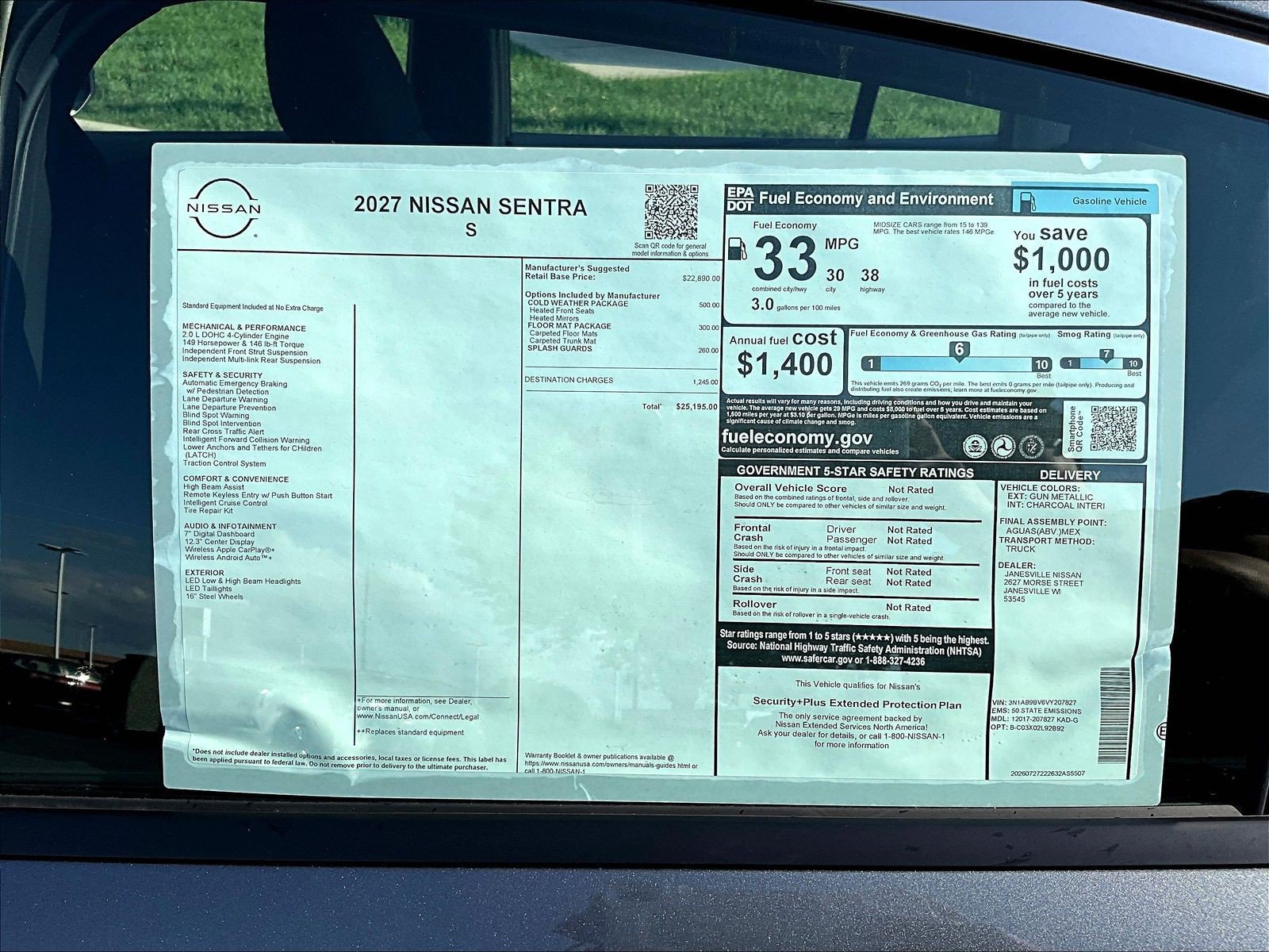 New 2027 Nissan Sentra S w/ S Cold Weather Package FWD image 16