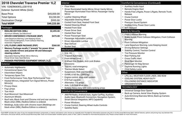 Used 2018 Chevrolet Traverse Premier w/ Redline Edition FWD image 35