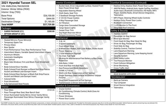 Used 2021 Hyundai Tucson SEL w/ Cargo Package image 2