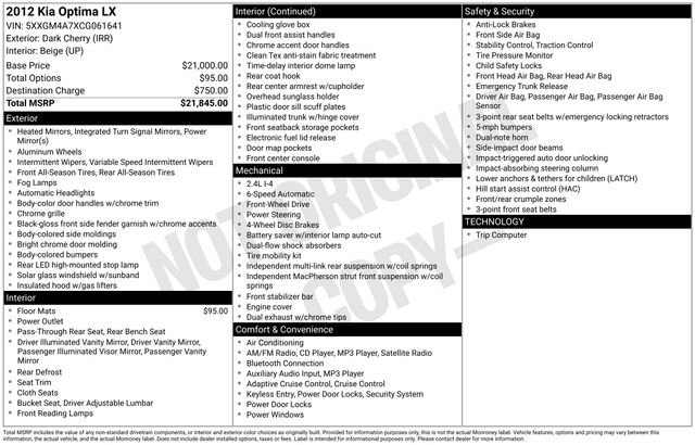 Used 2012 Kia Optima LX image 26