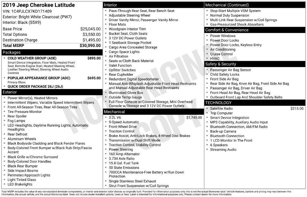 Used 2019 Jeep Cherokee Latitude w/ Cold Weather Group FWD image 7