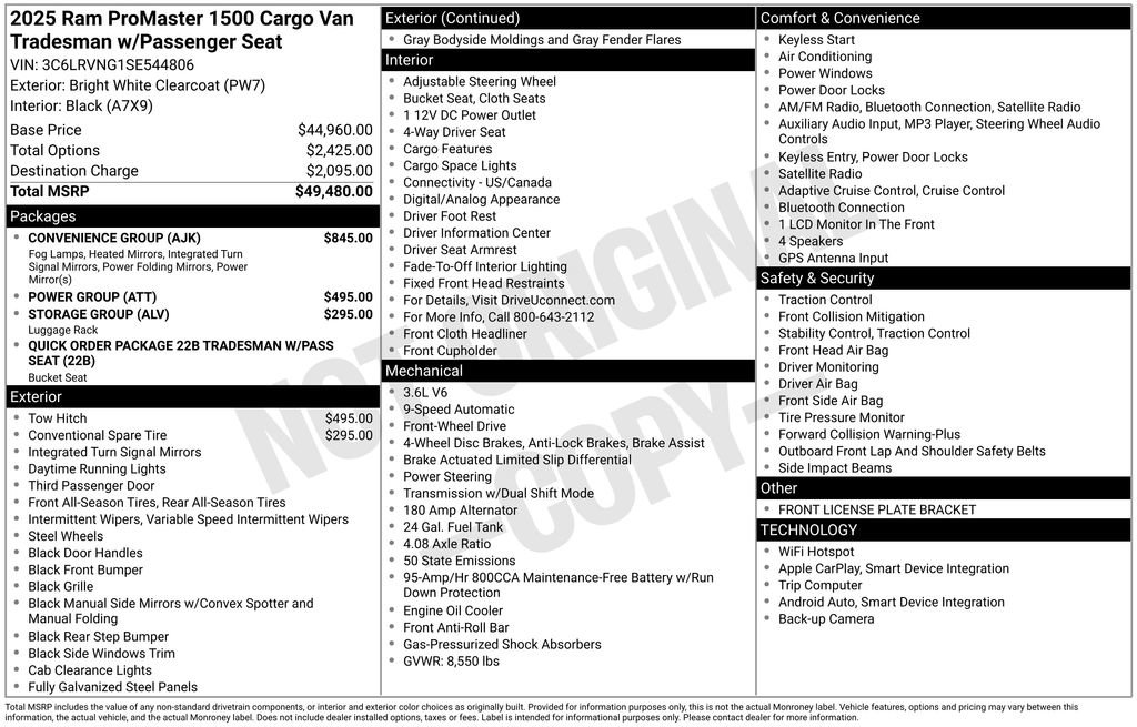 New 2025 RAM ProMaster 1500 w/ Convenience Group image 27