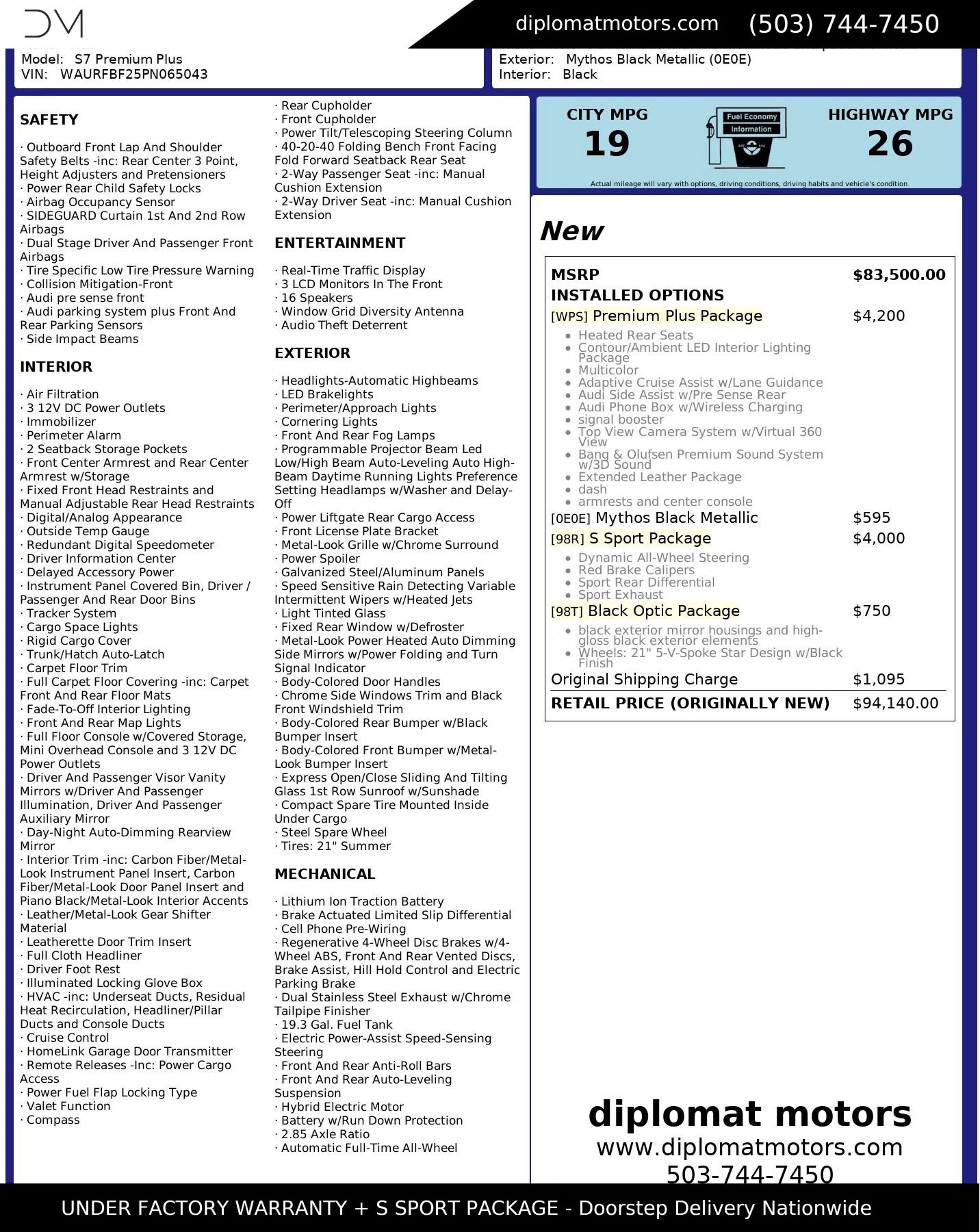 Used 2023 Audi S7 Premium Plus w/ Premium Plus Package image 2