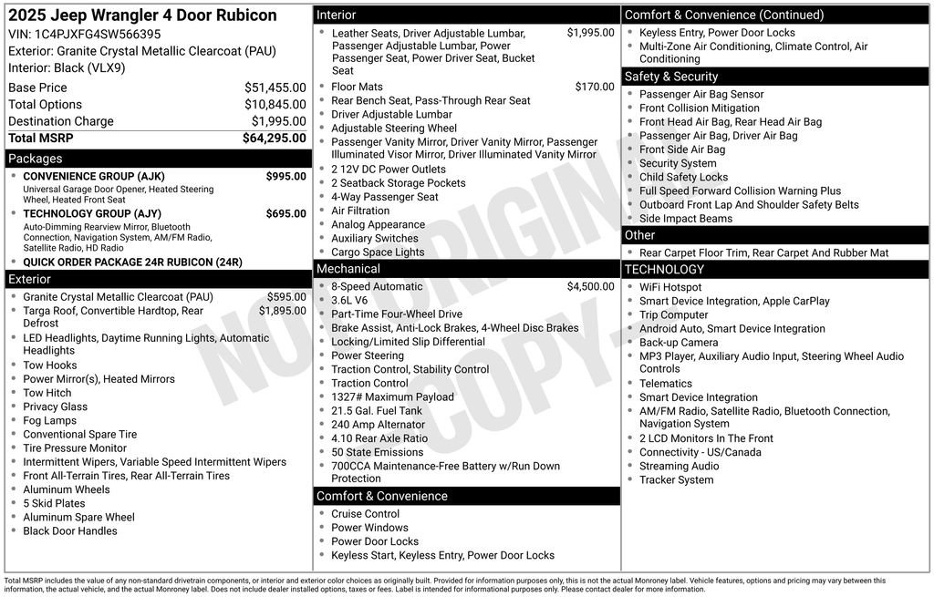 Used 2025 Jeep Wrangler Unlimited Rubicon w/ Convenience Group AWD/4WD image 7