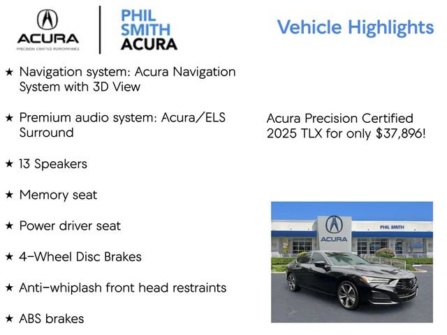 Certified 2025 Acura TLX w/ Technology Package FWD image 5