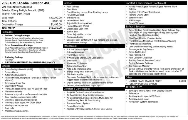 Used 2025 GMC Acadia Elevation image 5