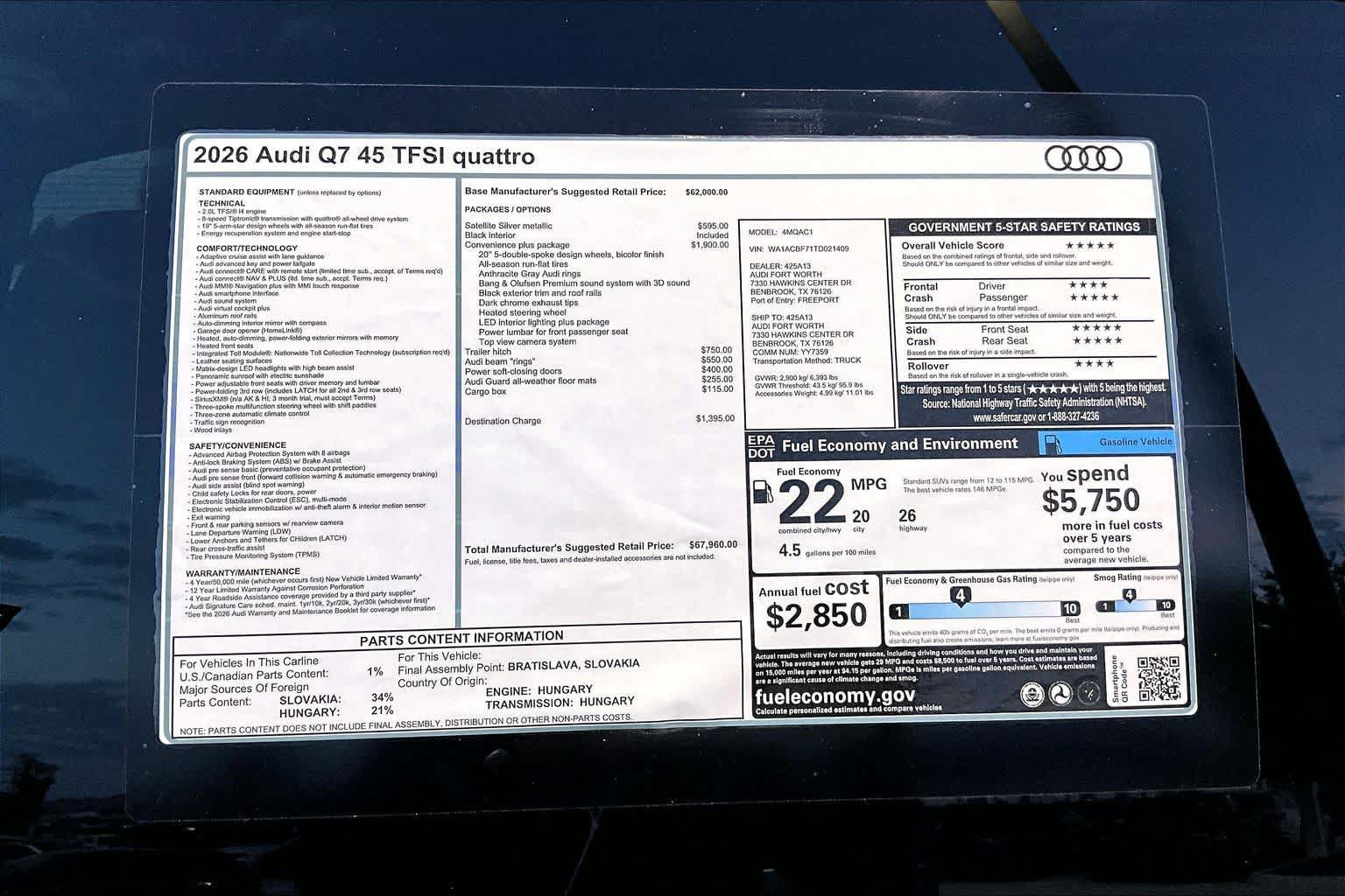 New 2026 Audi Q7 2.0T Premium AWD/4WD image 16