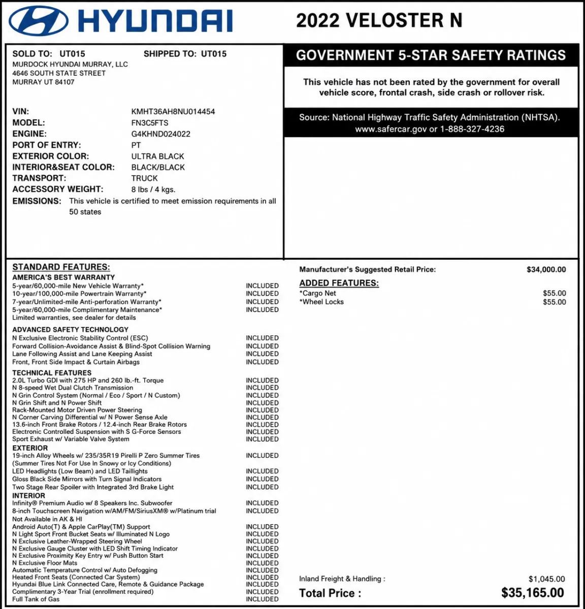 Used 2022 Hyundai Veloster N FWD image 2