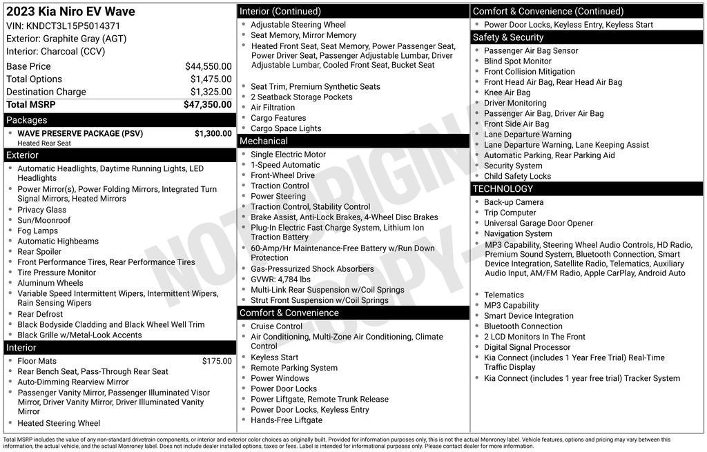 Used 2023 Kia Niro Wave w/ Wave Preserve Package FWD image 29