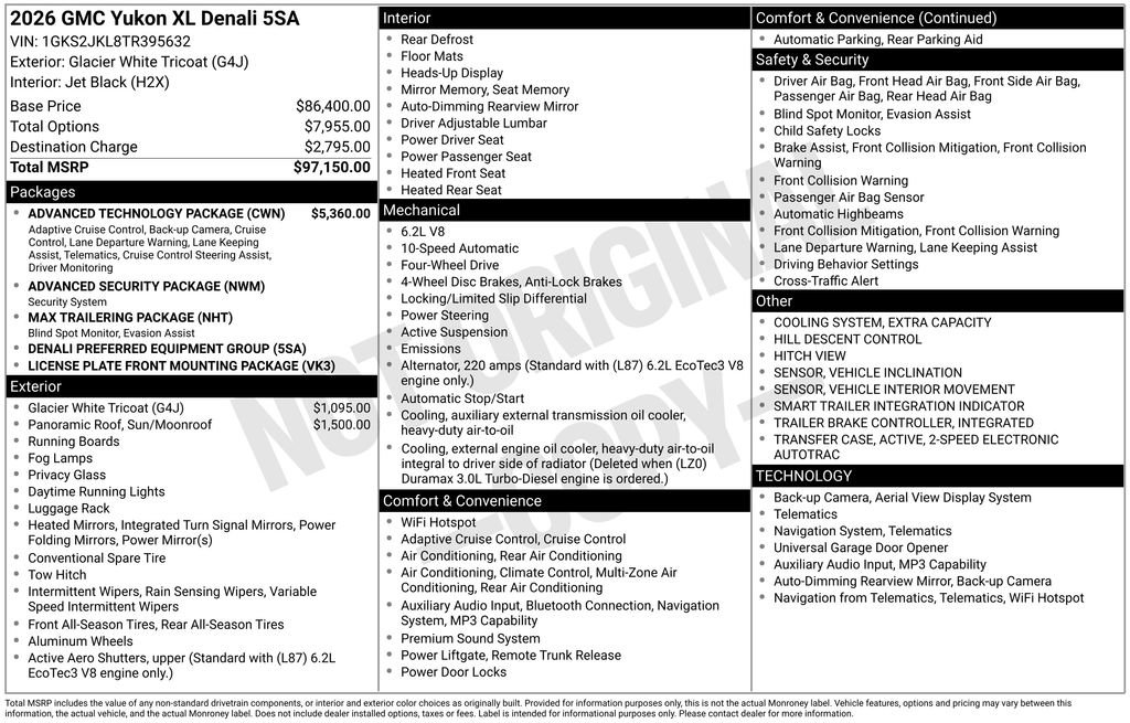 New 2026 GMC Yukon XL Denali w/ Advanced Technology Package AWD/4WD image 5