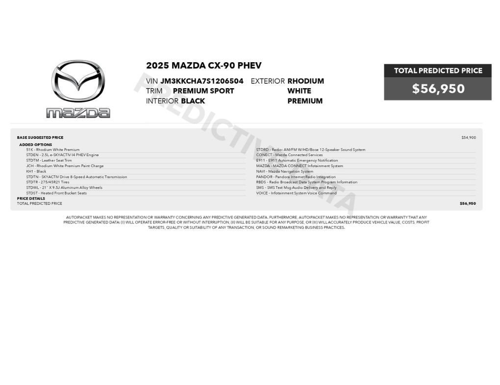 Used 2025 MAZDA CX-90 Plug-In Hybrid w/Premium Sport AWD/4WD image 2