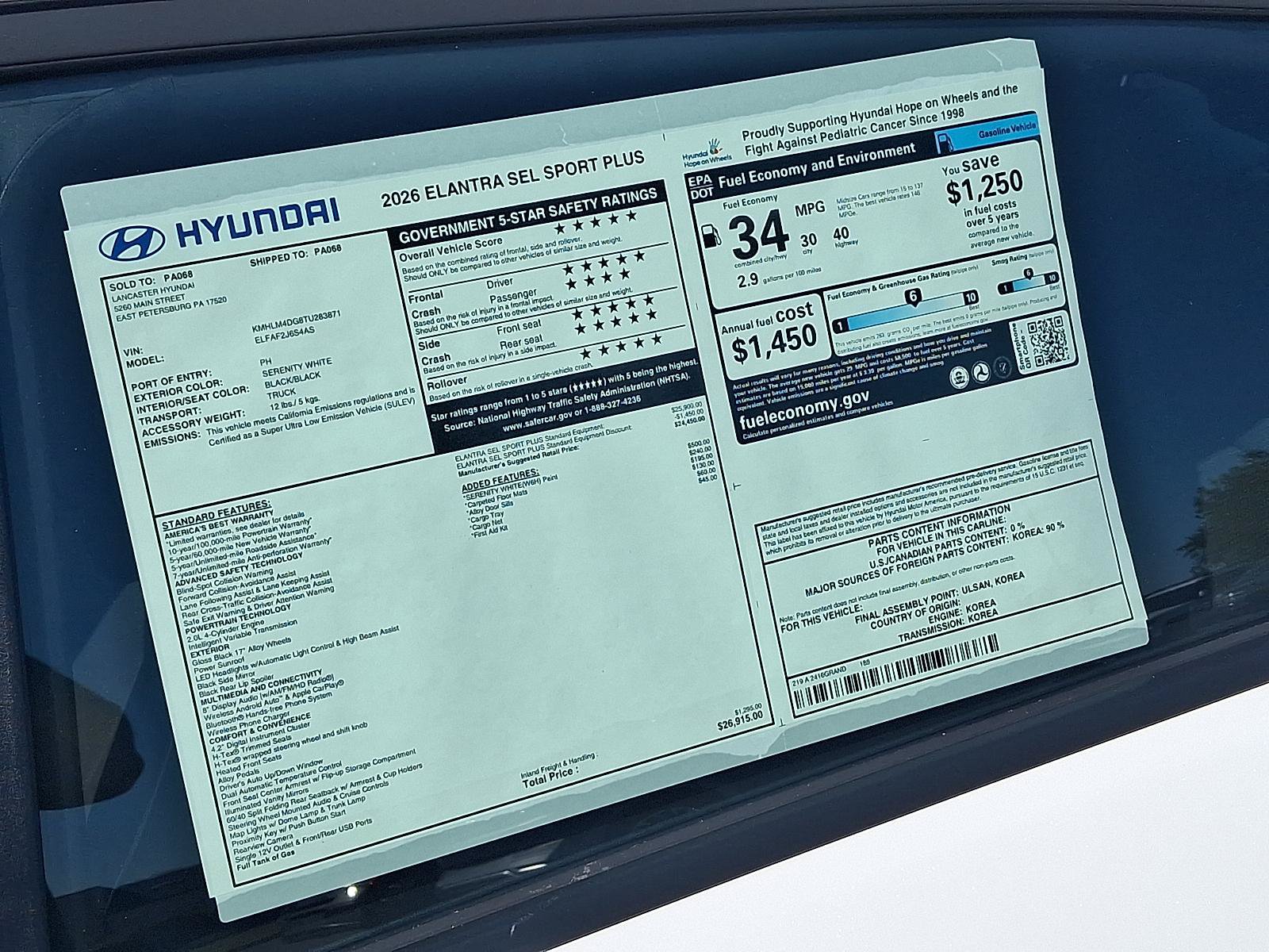 New 2026 Hyundai Elantra SEL Sport FWD image 16
