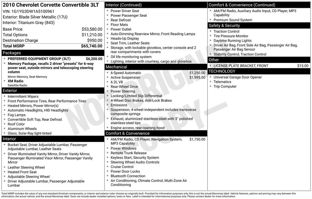 Used 2010 Chevrolet Corvette Convertible w/ Preferred Equipment Group RWD image 33