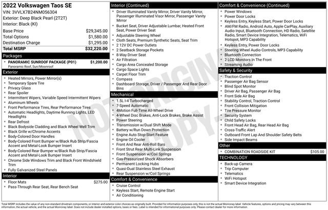 Used 2022 Volkswagen Taos SE w/ Panoramic Sunroof Package image 9