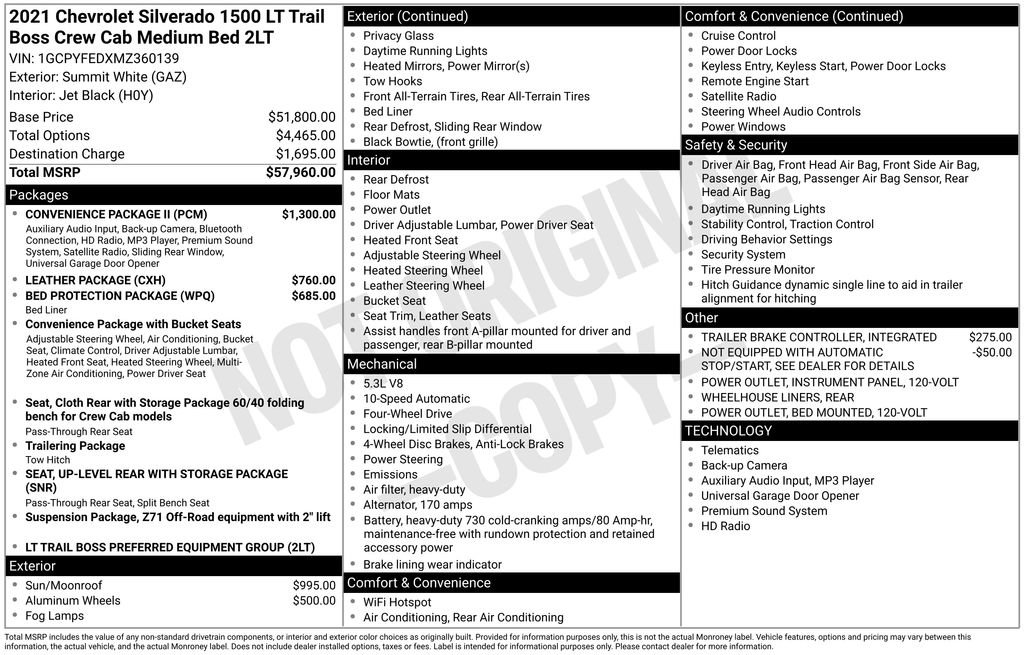 Used 2021 Chevrolet Silverado 1500 LT Trail Boss w/ Convenience Package II image 2