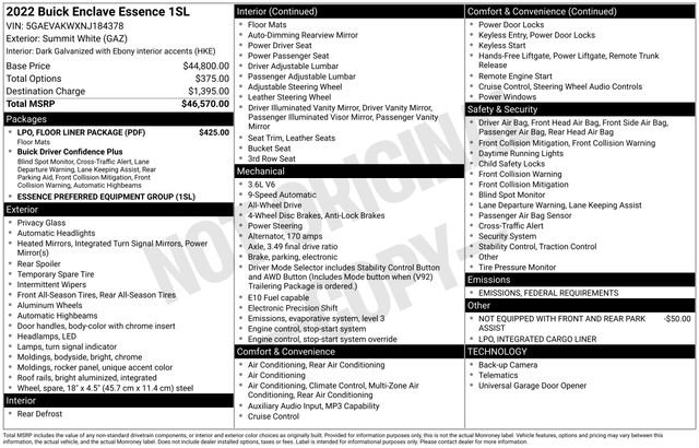 Used 2022 Buick Enclave Essence w/ LPO, Floor Liner Package image 38