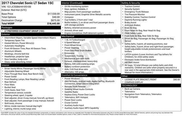 Used 2017 Chevrolet Sonic LT image 11