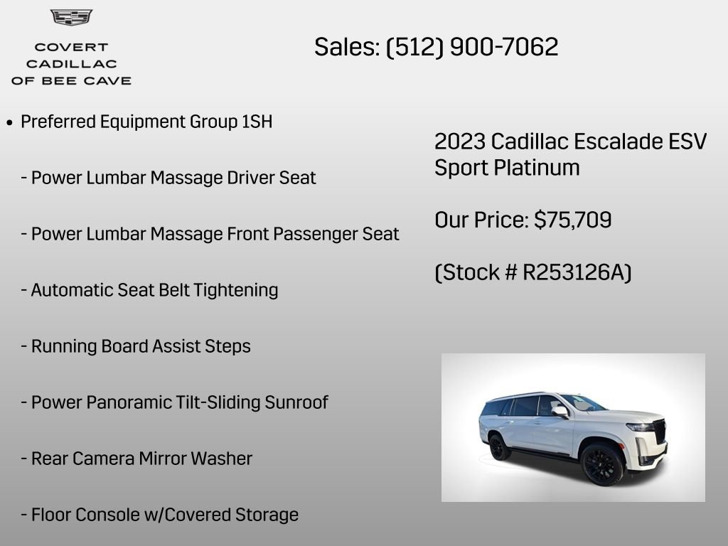 Certified 2023 Cadillac Escalade ESV Sport Platinum w/ LPO, ONYX Package image 7