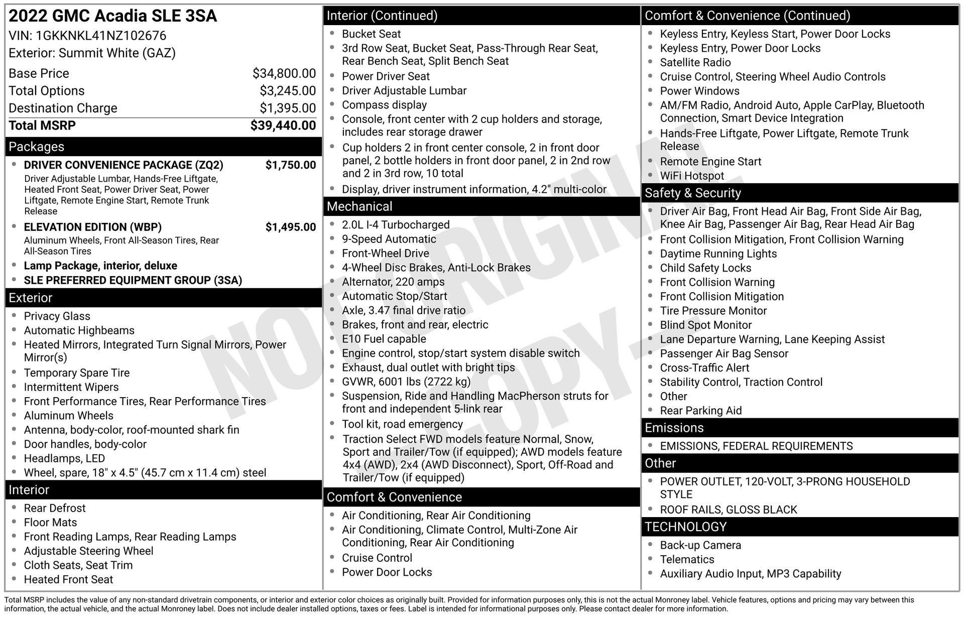 Certified 2022 GMC Acadia SLE w/ Driver Convenience Package image 47