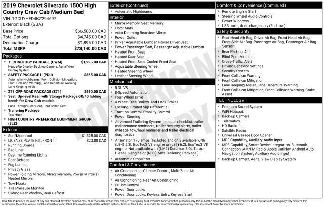 Used 2019 Chevrolet Silverado 1500 High Country w/ Technology Package AWD/4WD image 14