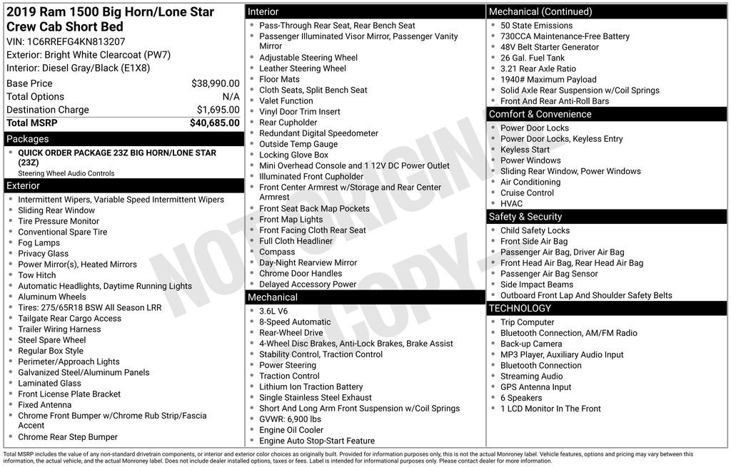 Used 2019 RAM 1500 Big Horn RWD image 10