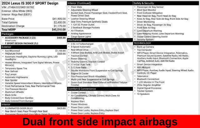 Used 2024 Lexus IS 300 F Sport w/ Accessory Package 2 RWD image 38