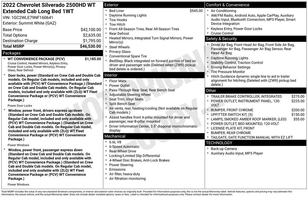 Used 2022 Chevrolet Silverado 2500 W/T w/ WT Convenience Package RWD image 3