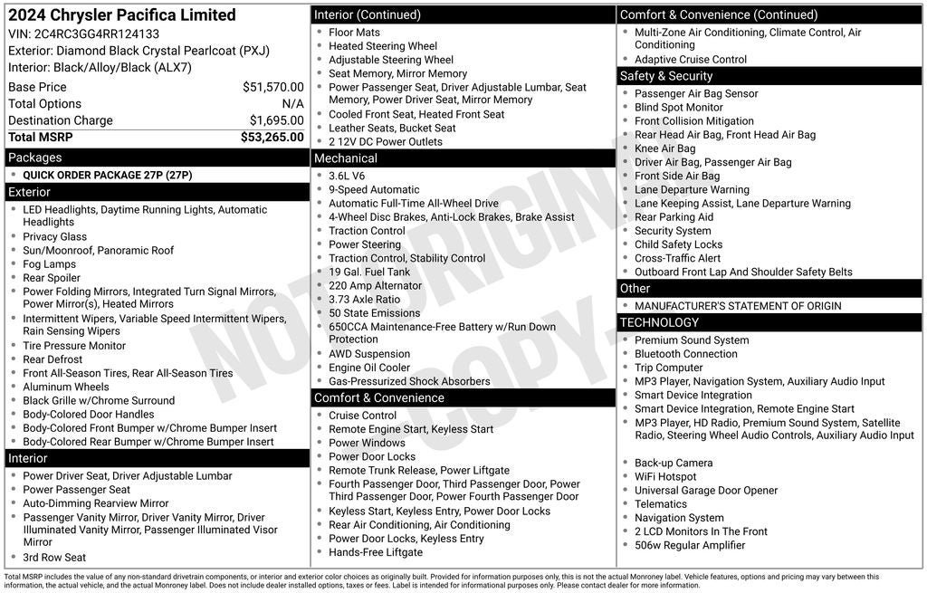 Used 2024 Chrysler Pacifica Limited AWD/4WD image 8