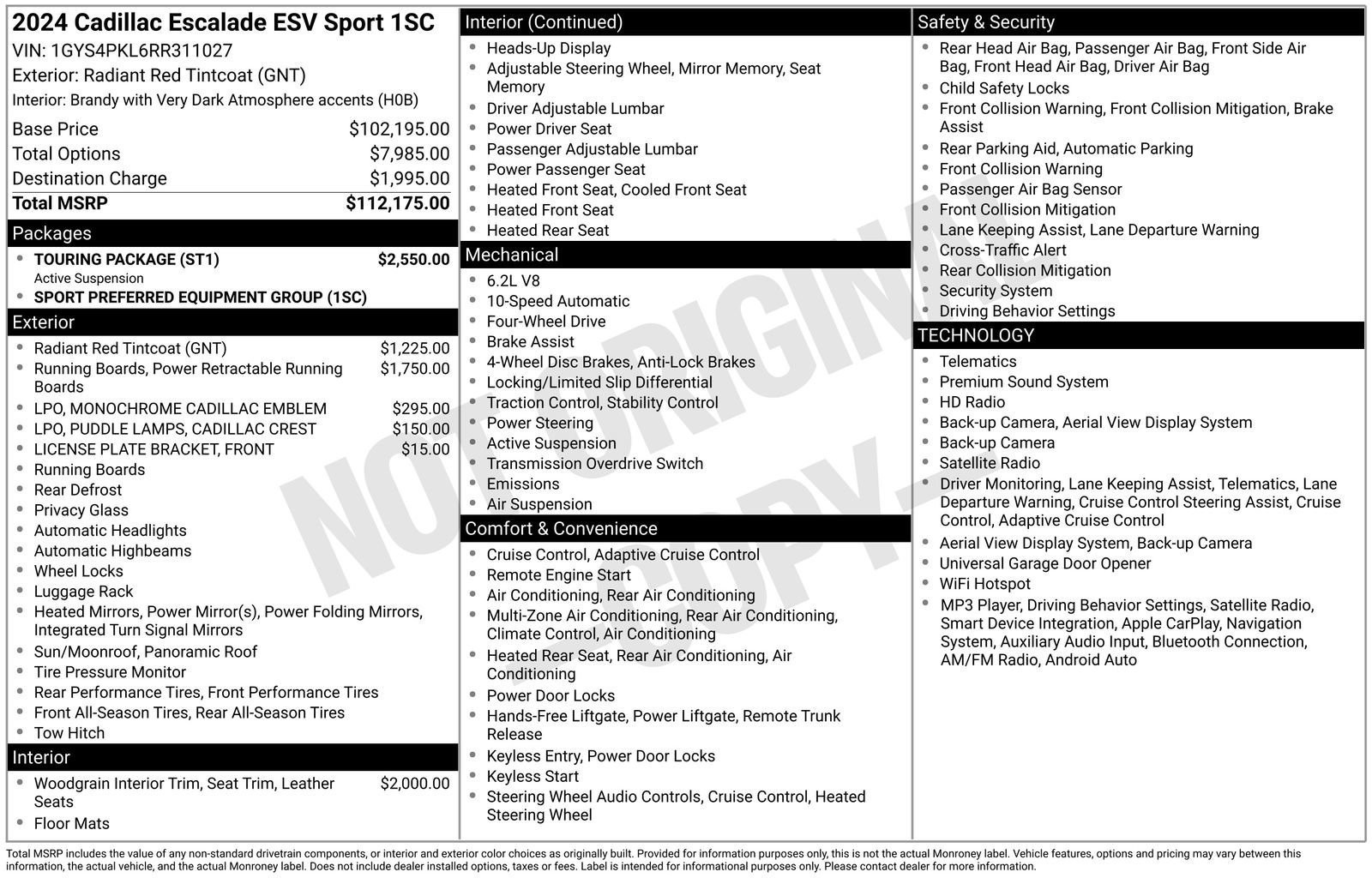 Used 2024 Cadillac Escalade ESV Sport w/ Touring Package AWD/4WD image 30