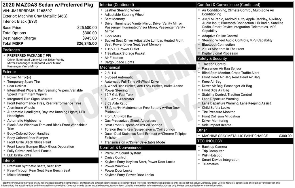 Used 2020 MAZDA MAZDA3 AWD Sedan w/ Preferred Package image 17