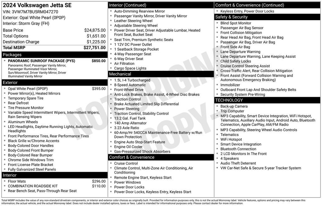 Used 2024 Volkswagen Jetta SE w/ Panoramic Sunroof Package FWD image 47