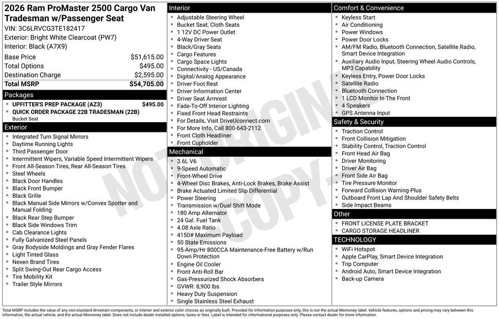 New 2026 RAM ProMaster 2500 w/ Upfitter's Prep Package FWD image 28