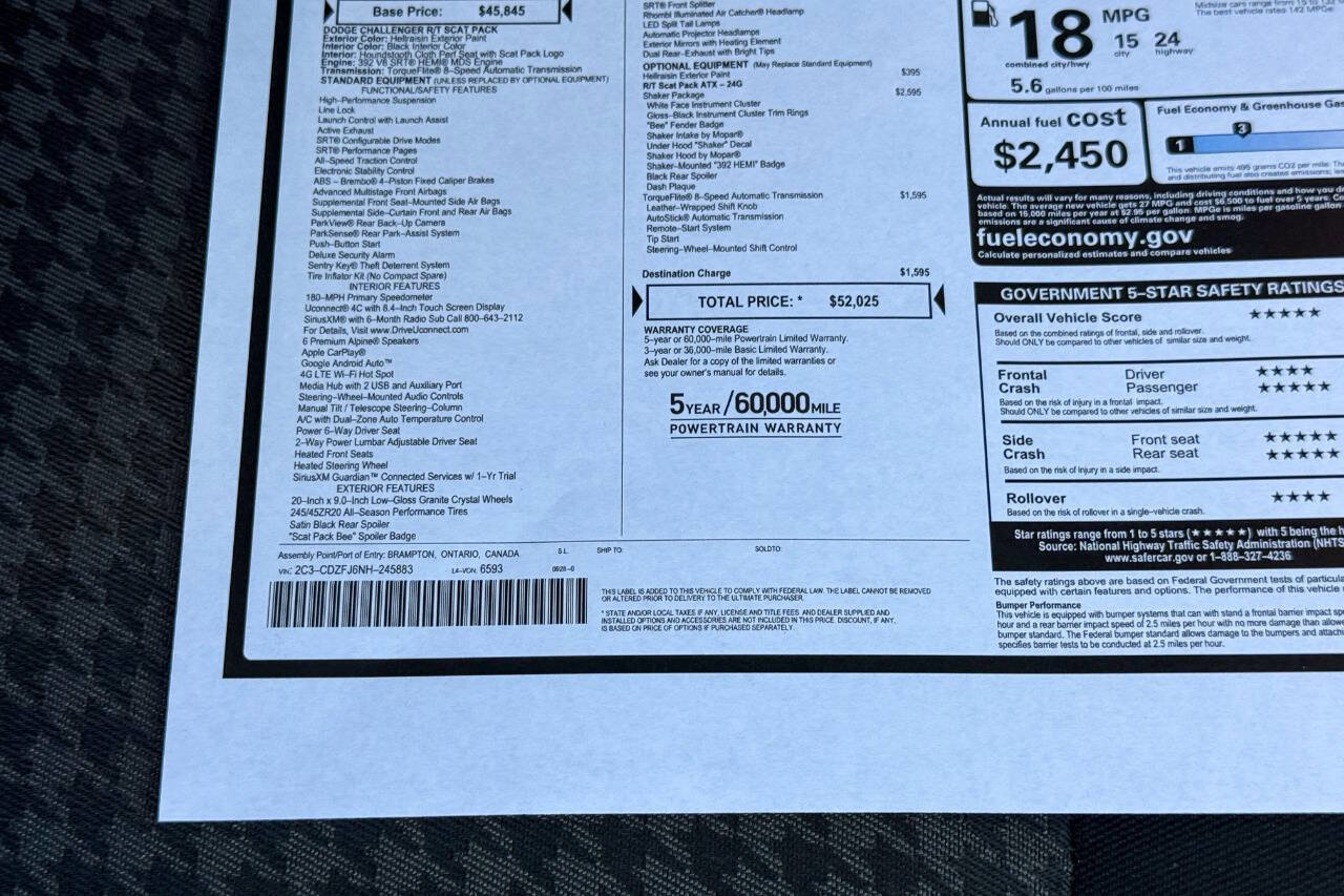 Used 2022 Dodge Challenger R/T Scat Pack w/ Shaker Package image 31