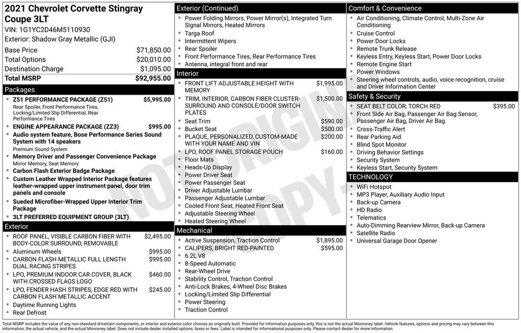 Used 2021 Chevrolet Corvette Stingray Premium Cpe w/ Z51 Performance Package RWD image 21