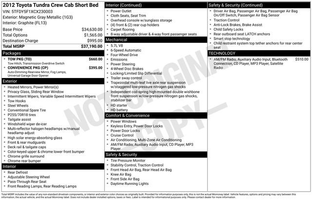 Used 2012 Toyota Tundra 4x4 CrewMax w/ Tow Pkg image 33