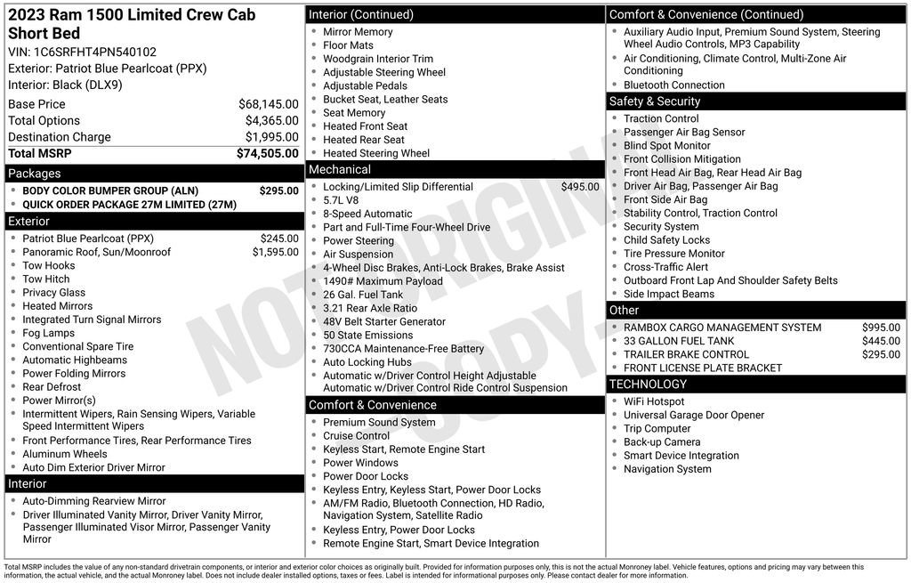 Used 2023 RAM 1500 Limited w/ Body Color Bumper Group image 14