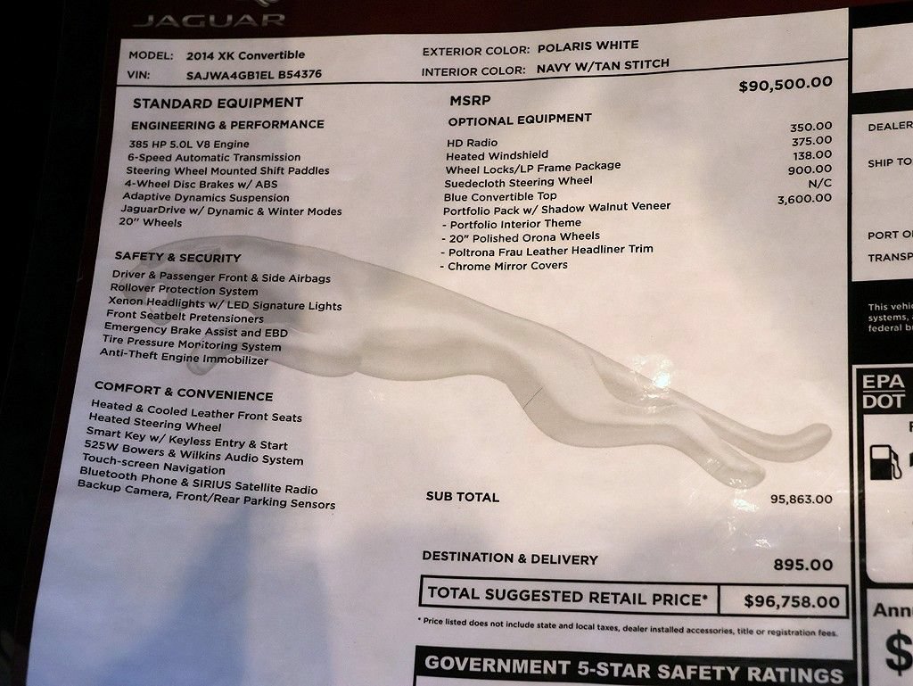 Used 2014 Jaguar XK Convertible RWD image 59